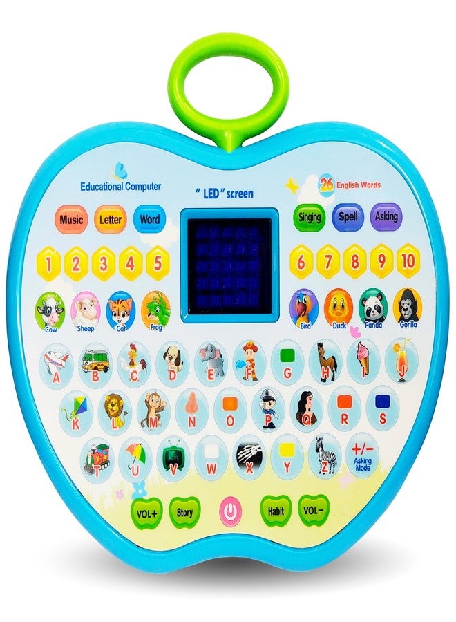 في جراسب لعبة كمبيوتر محمول تعليمية صغيرة على شكل تفاحة من VGRASSP، مزودة بشاشة LED وموسيقى ممتعة لتعليم الحروف والأرقام والكلمات والحيوانات - اللون حسب المتوفر - Image 1